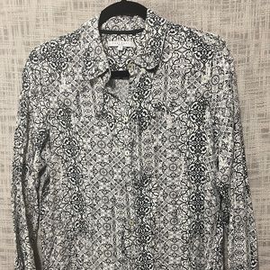 Foxcroft neutral print blouse, no iron shirt